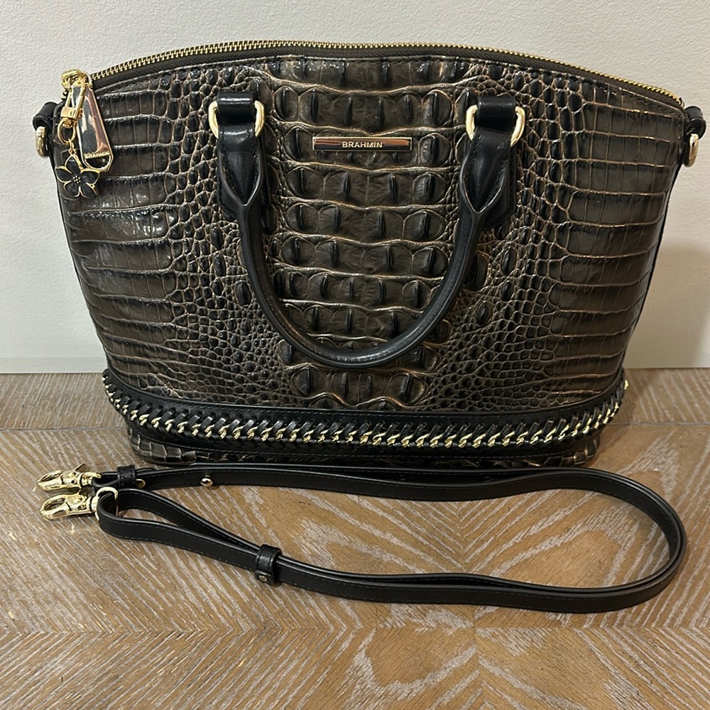 Brahmin Duxbury Whipstitched Satchel With Bag Charm